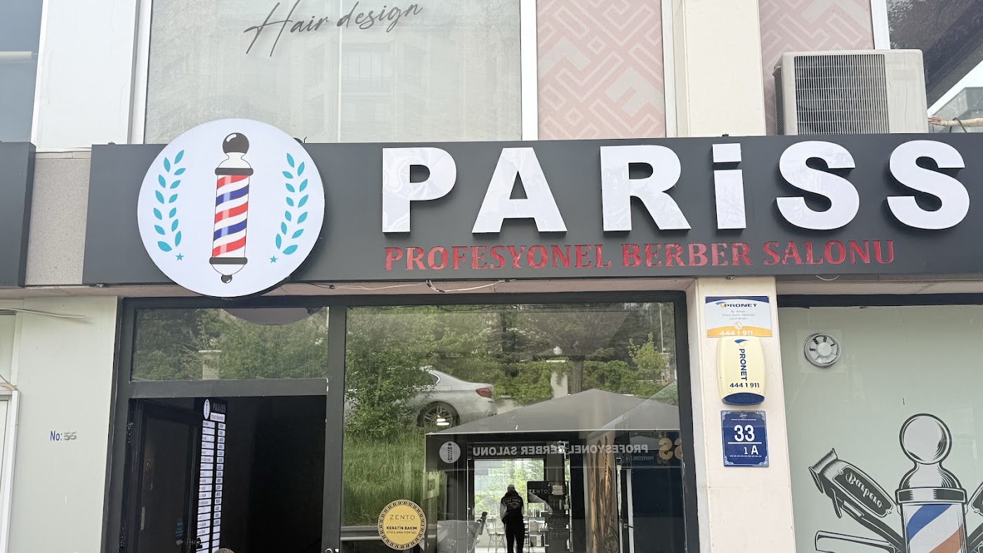 Pariss Berber dış cephe ve defne çelenkli tabela